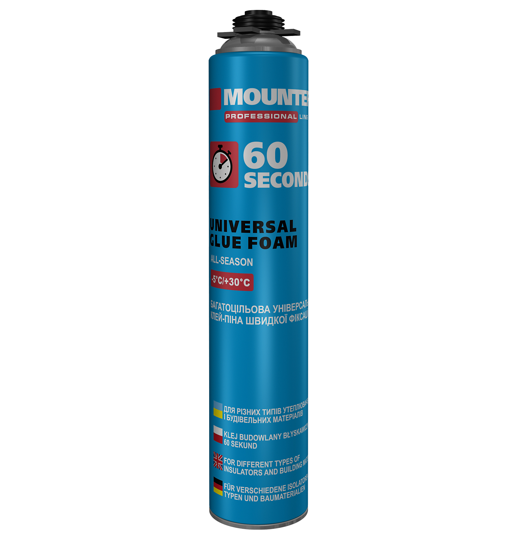 Клей-піна швидкої фіксації, 60 секунд, для полістиролу та пінобетону (860мл) Mounter PRO